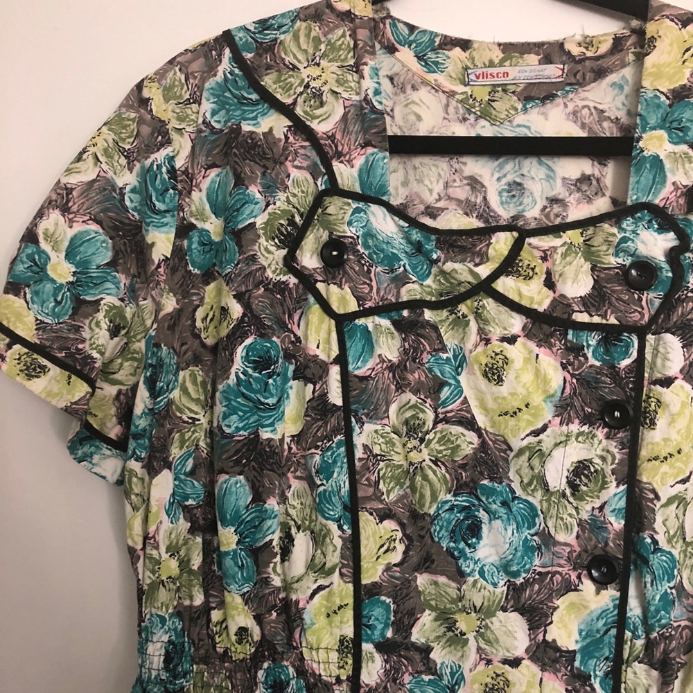 Stunning VINTAGE PLUS SIZE day dress pocket 2x 3x